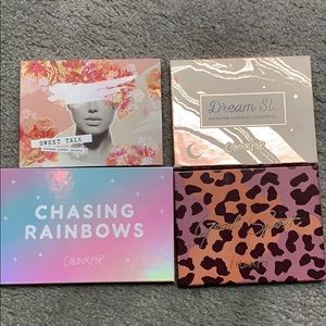 Colourpop 4 eyeshadow palettes, pan reorganized